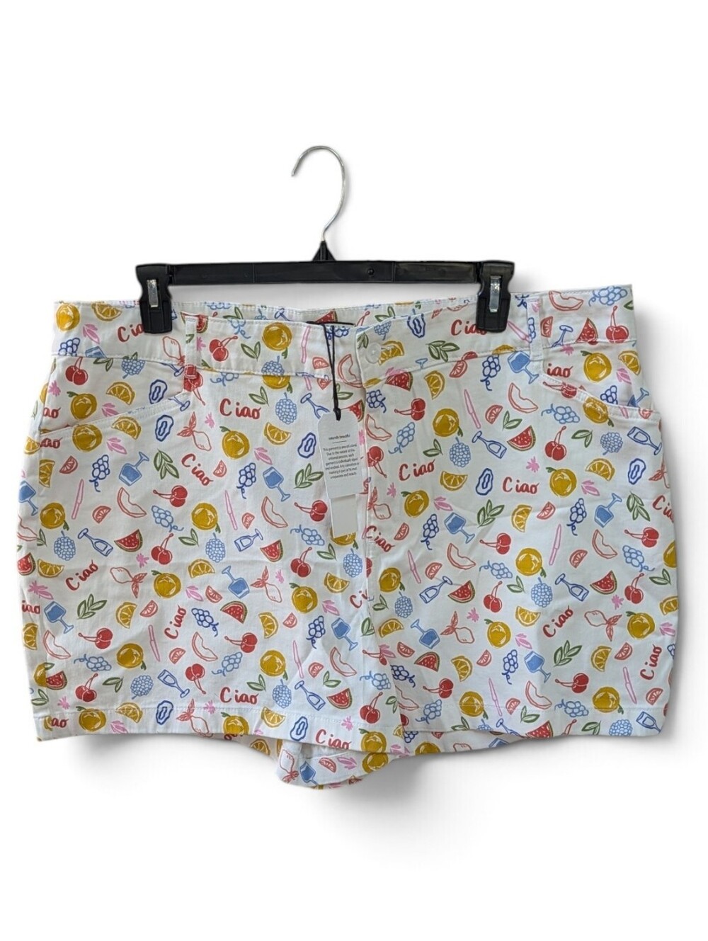 Bagatelle Collection, "Ciao" And Vibrant Fruit& White Print Shorts. 3X NWT
